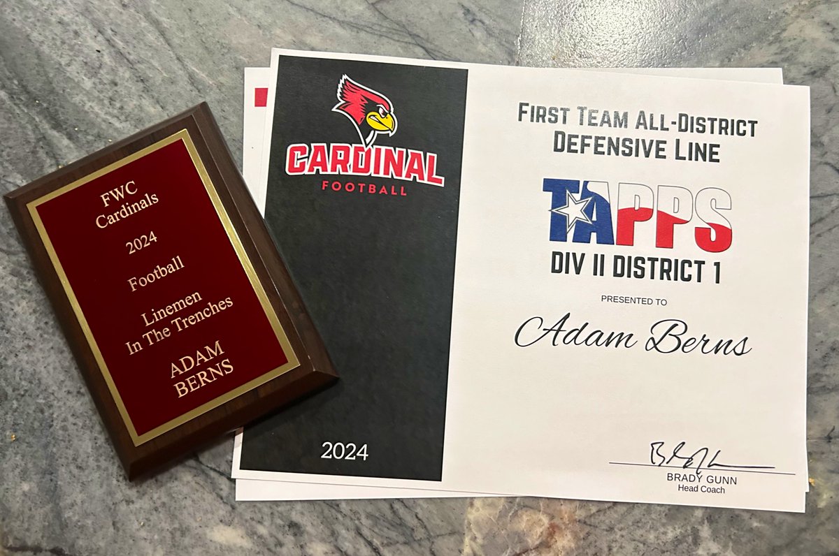 AdamBerns_2026's tweet photo. 1st Team All-District Defensive Line 
Thank you to my teammates and Coaches! 

@CoachBGunn @RossRoby1 @_CoachMarshall_ @car20ruiz @ahart61 @RecruitFWC @CoachShelton10 @TXPrivateFBGuy https://t.co/nOAtkeHhkf