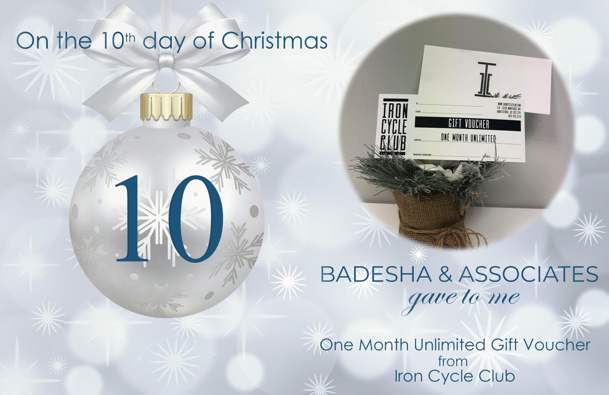 MyNotaries's tweet photo. On the 10th day of Christmas…Badesha &amp; Associates gave to me…One Month Unlimited Gift Voucher from Iron Cycle Club! 😄 🧘‍♂️ 💪Enter on our FB &amp; IG pages @mynotaries
Thank you Iron Cycle Club!
#HolidaysAreComing #ShopLocal #Abbotsford  #12DaysOfGiveaways #mynotaries #ironcycleclub https://t.co/oN8boNoCqW