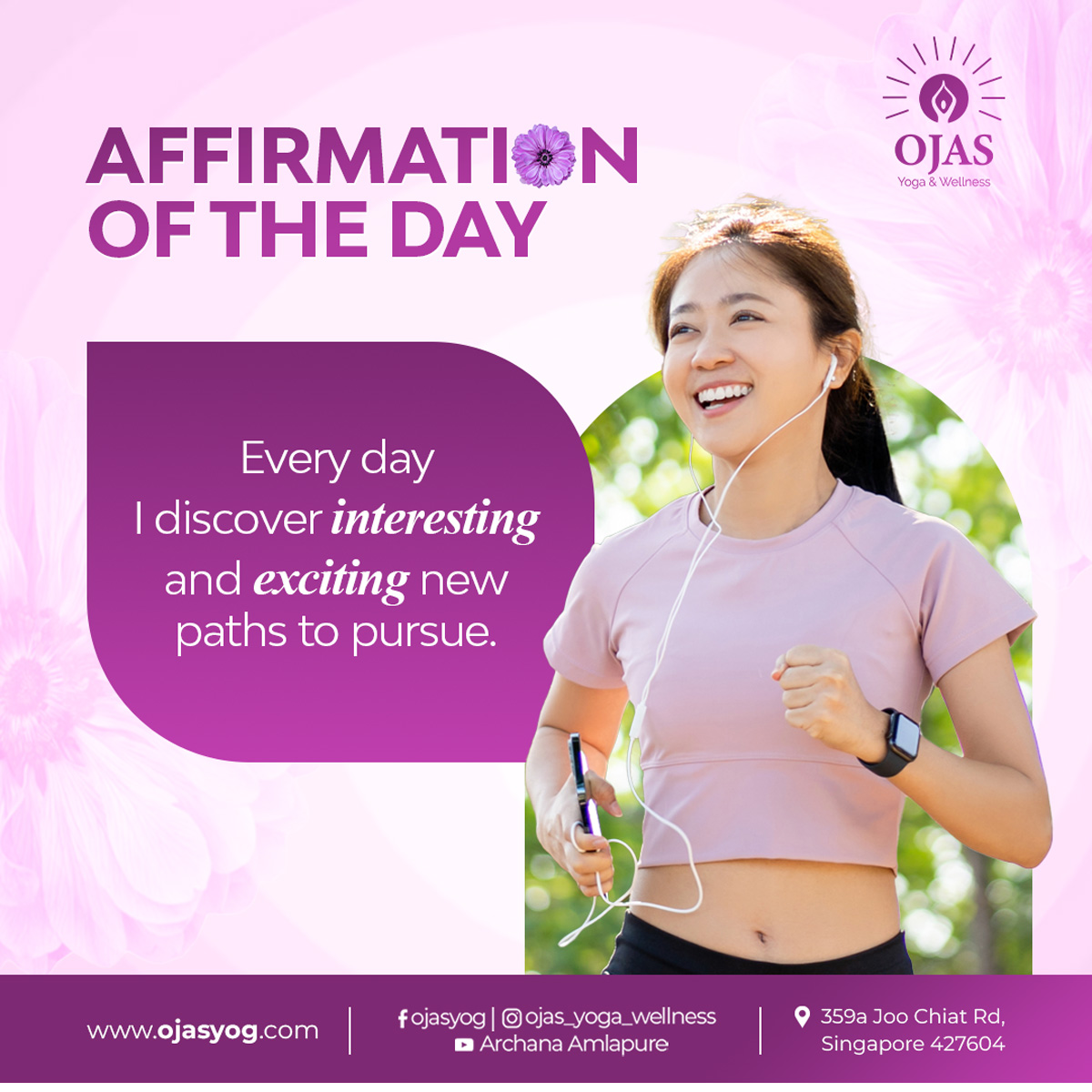 ojas_yoga's tweet photo. [1/2]🌟 Today’s Affirmation 🌟

Life is full of endless opportunities, and each day brings something new to explore! 

🌼 Embrace the excitement and keep moving forward with positivity and purpose. 💪💖

Tag your friends who could use some positivity today! https://t.co/USy98S1dYz