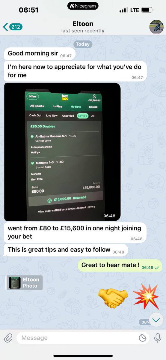 cncnshdjf59594's tweet image. Thanks for your feedback brother 🍾🥂 more more wins together 🤝🥳🎉
WhatsApp +447915654205
We haven&apos;t lost any of our matches often 💯 action speak louder than words 💯🔥🔥