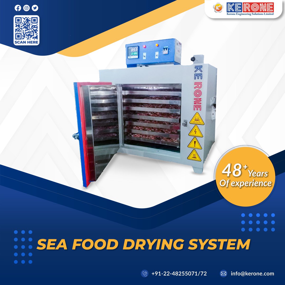kerone5's tweet image. A Seafood Drying System is a specialized industrial solution designed to remove moisture from seafood products efficiently and effectively. 
kerone.com/fish-drying-sy…
#Kerone #dryingtechnology #fishdrying