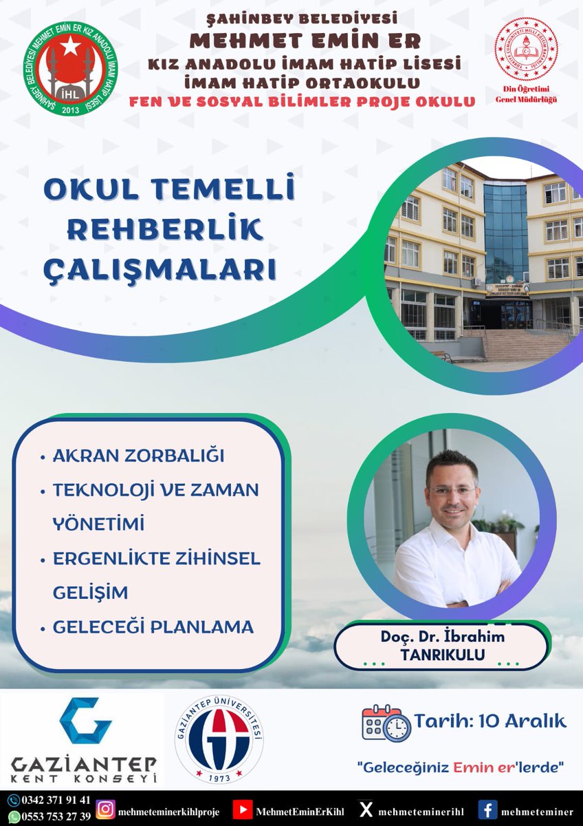 Okul temelli rehberlik çalışmaları

Doç. Dr. İbrahim Tanrıkulu 

Kent Konseyi Eğitim Çalışma Grubu