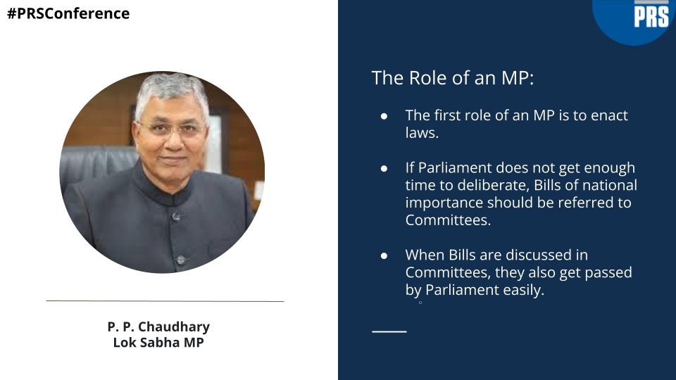 PRSLegislative's tweet photo. @ppchaudharybjp on the Role of an MP #PRSConference https://t.co/m7bHr8ZYy8