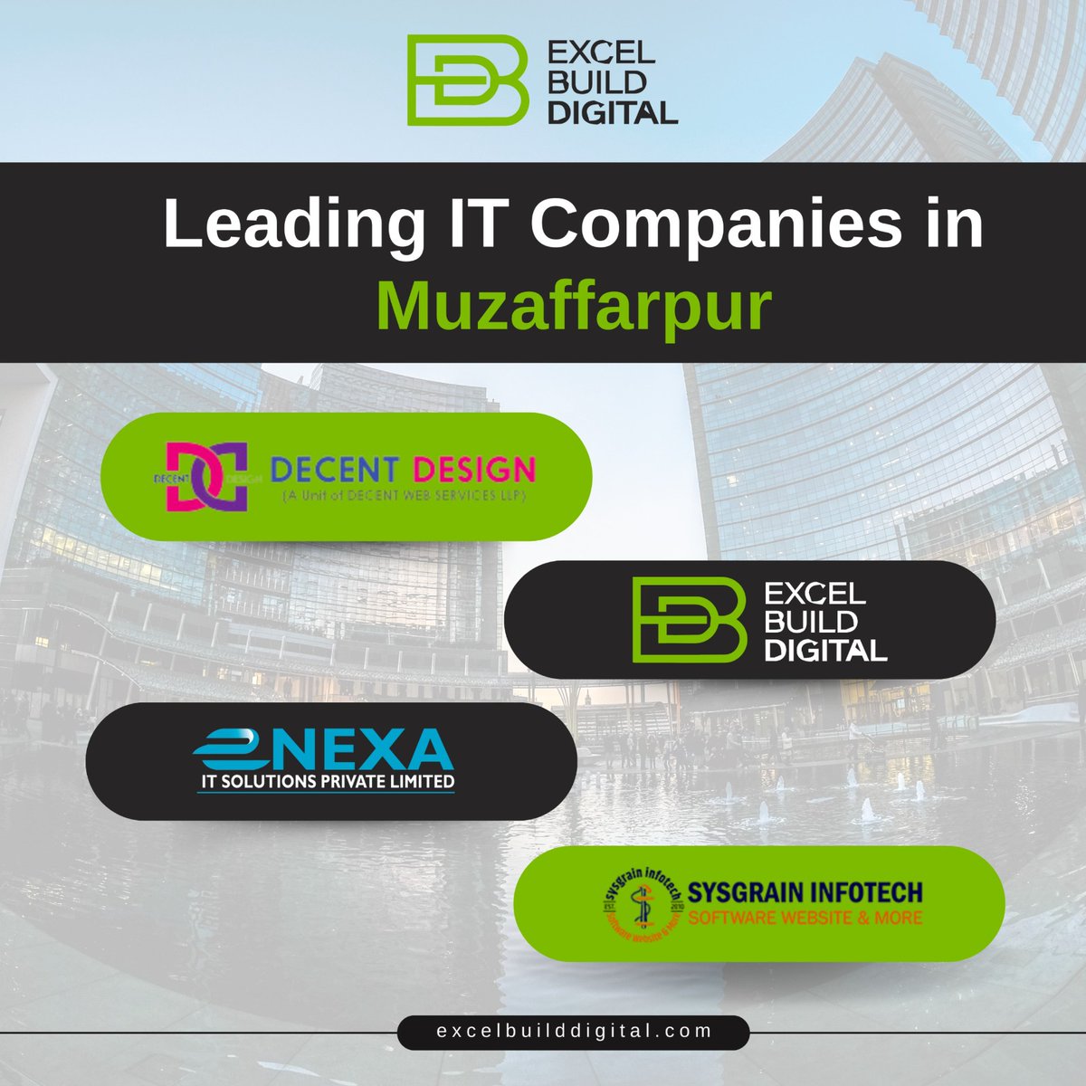 XcelBuild's tweet image. Tech talent rising from Muzaffarpur – where innovation meets opportunity.

📞Call Us : 9835826162

📩Email At  : hello@excelbuilddigital.com

🌐Visit Us : excelbuilddigital.com

#excelbuilddigital #EBD #techcompanies #itcompanies #techcompamiesinmuzaffarpur