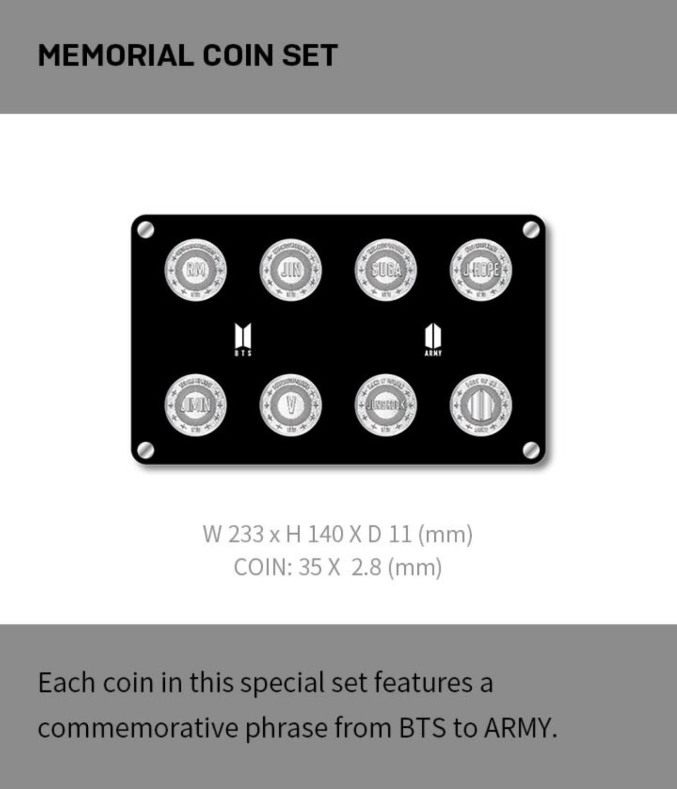 BTS MERCH BOX 20 マーチボックス メモリアルコインセット j )⁷