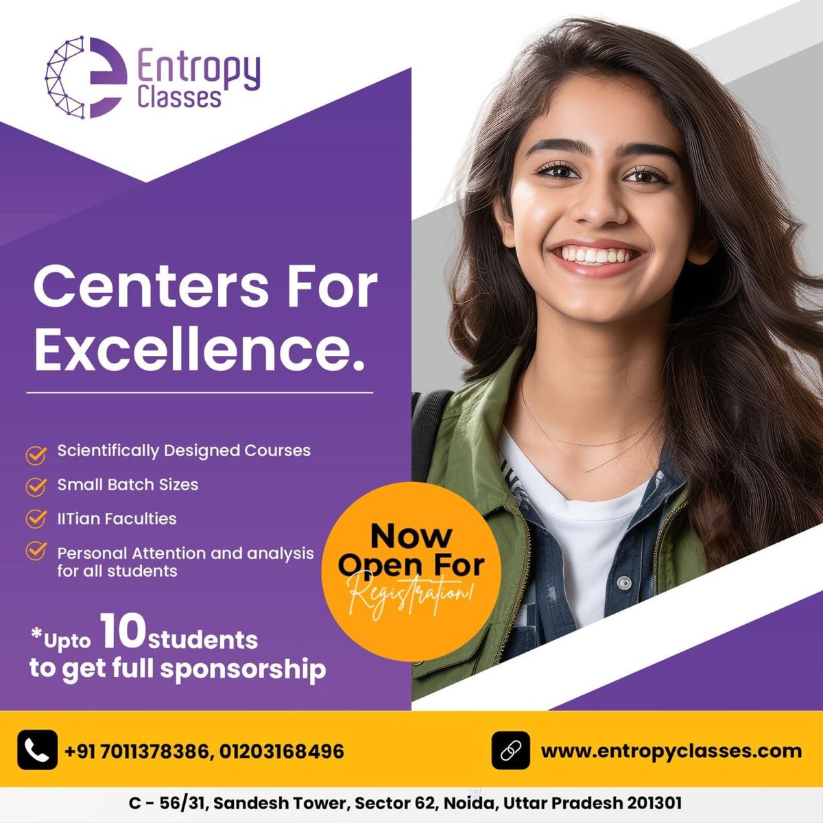 ClassesEntropy's tweet image. Entropy Classes in Noida is your ultimate destination for IITJEE and NEET preparation! With our expert faculty and personalized approach, success is within your reach. Join us today and take the first step towards excellence! 💪 #EntropyClasses #IITJEE #NEET #Noida #7011378386