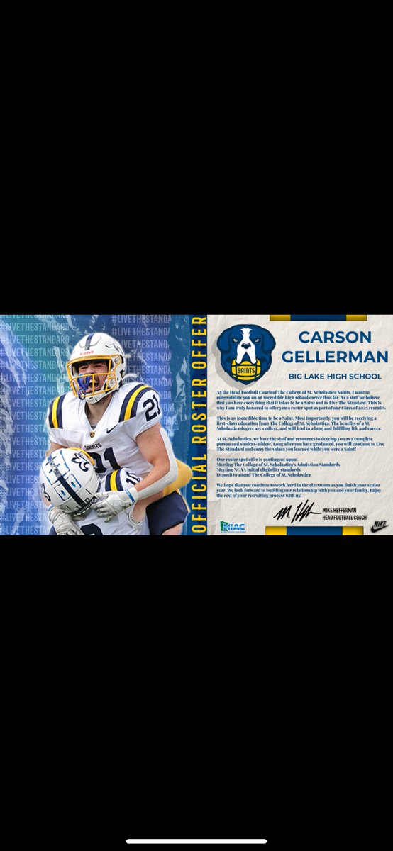 After a great conversation with ⁦<a href="/CoachBremer/">Matt Bremer</a>⁩ im thankful to receive a offer from St. Scholastica