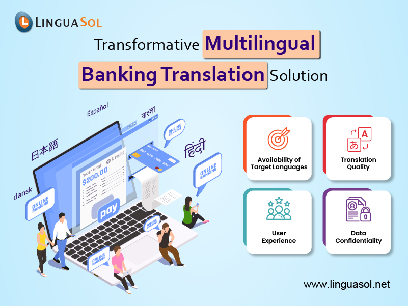 Linguasol's tweet photo. In today's experience-driven #banking world, speaking your customer's language isn't optional - it's essential. #Multilingual banking interactions enhance #UX and build deeper connections. But choosing the right translation tool is key!

#MultilingualBanking #TranslationSolutions https://t.co/GHECROxCGv