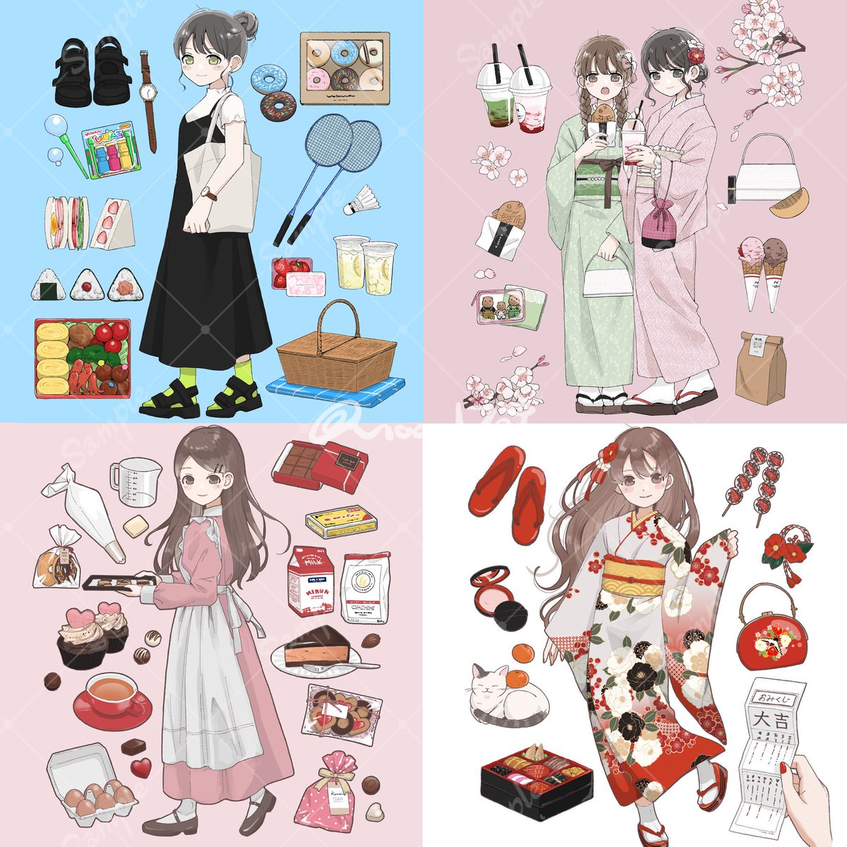 カレンダーイラストまとめ!
並べるとより可愛い🫶🏻✨

#イラスト 