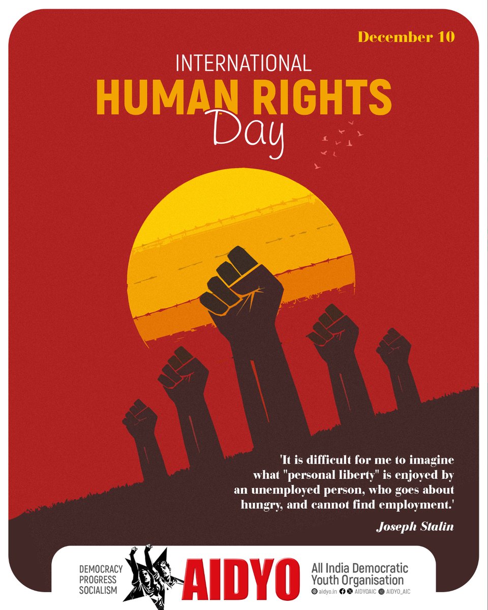 #HumanRightsDay 
#InternationalHumanRightsday 
'No human should be without rights'
<a href="/AIDYO_Karnataka/">AIDYO Karnataka</a> <a href="/AIDYO_MP/">AIDYO MadhyaPradesh</a> <a href="/Amarjeet_AIDYO/">Amarjeet</a> <a href="/ANI/">ANI</a> <a href="/PTI_News/">Press Trust of India</a> <a href="/the_hindu/">The Hindu</a>