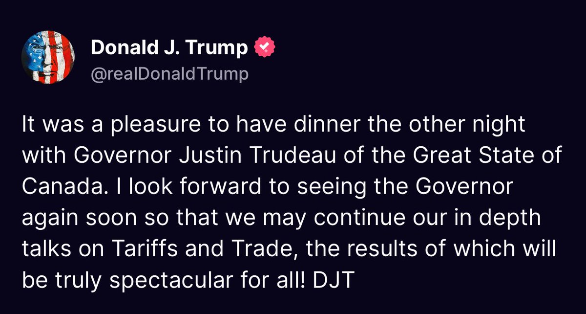 nicksortor's tweet image. LMAO! President Trump is doing some late night trolling.

“Governor Justin Trudeau of the Great State of Canada”

What a LEGEND 🤣🔥