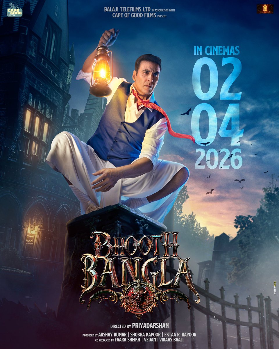 #AkshayKumar starrer #BhoothBangla to release on 2 April 2026 !! 

Directed By Priyadarshan

Produced by #EktaKapoor <a href="/balajimotionpic/">BalajiMotionPictures</a>