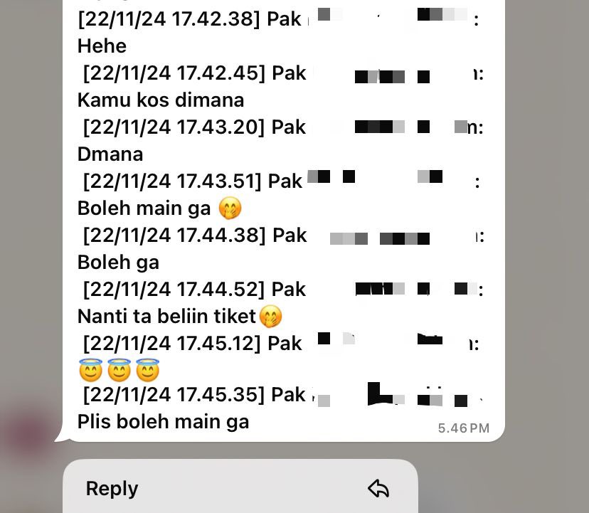 ebyssf's tweet photo. punten, untuk chatnya skrng sama beliau sudah di unsend (takut keknya) 😅 bilangnya sih cuma bercanda, pdhl kalo emg ngerasanya bercanda doang harusnyaa ga diunsend ga sii pak 🙏🏻 https://t.co/uvBNlFfCc9