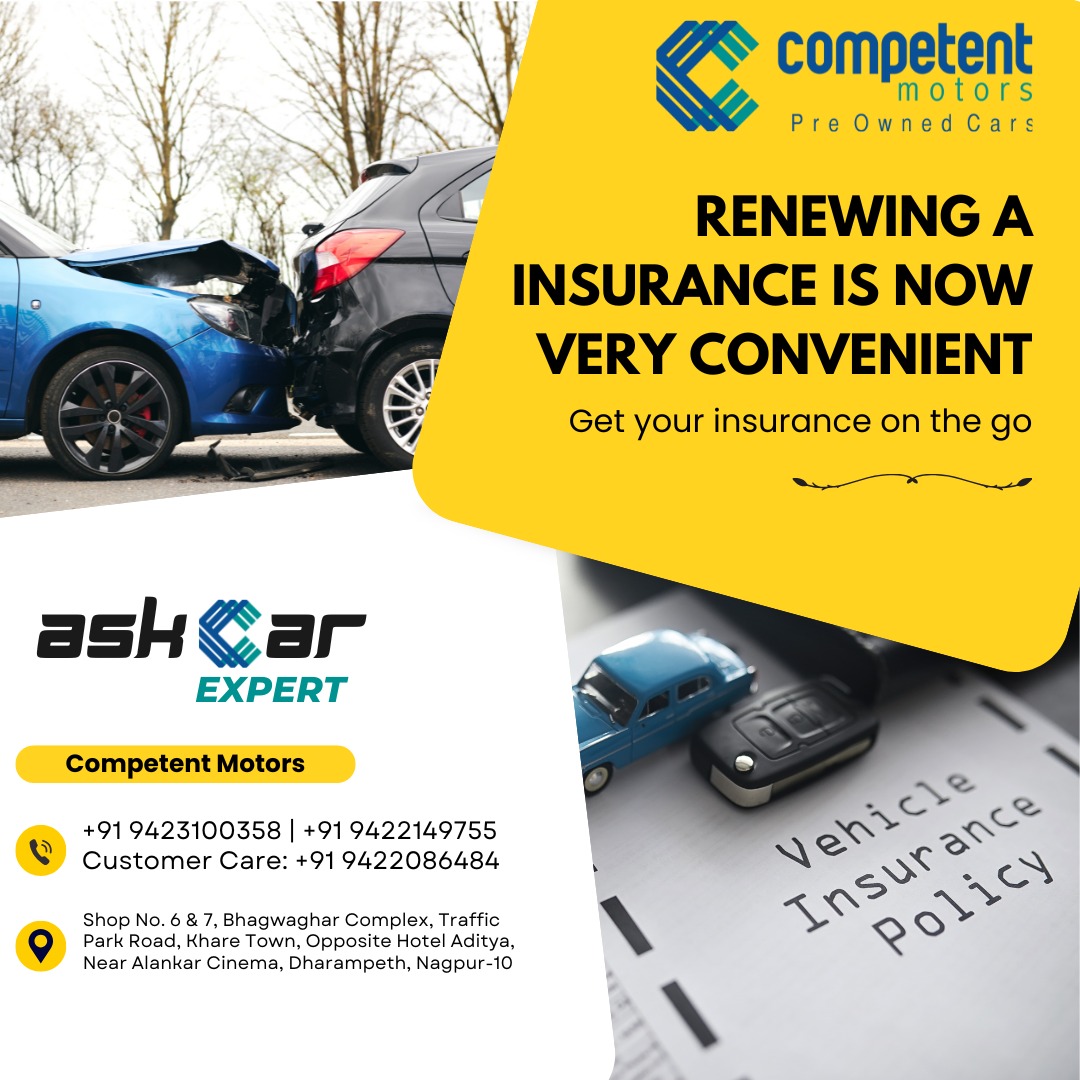 Renewing your insurance has never been easier! 🛡️✨ Get it done on the go with expert guidance from Competent Motors. 
📞 +91 9423100358 | +91 9422149755
📌Dharampeth, Nagpur-10
🌐 competentmotors.in
#CompetentMotors #InsuranceRenewal #HassleFreeInsurance #DriveSafe