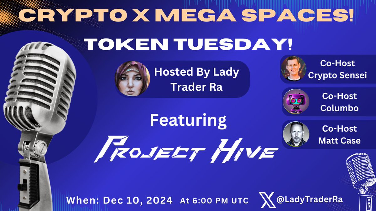 LadyTraderRa (@ladytraderra) on Twitter photo 🚨Token Tuesday🚨
For Token Tuesday Space, My co-hosts and I are interviewing <a href="/Project_Hive_io/">Project Hive</a>!
🎮Let's learn how to scale the Hive Tower, unlock epic rewards, and navigate the thrilling cyberpunk world of Project Hive. Don't miss this chance to get insights.
Co-hosts: 🚨Token Tuesday🚨
For Token Tuesday Space, My co-hosts and I are interviewing <a href="/Project_Hive_io/">Project Hive</a>!
🎮Let's learn how to scale the Hive Tower, unlock epic rewards, and navigate the thrilling cyberpunk world of Project Hive. Don't miss this chance to get insights.
Co-hosts: