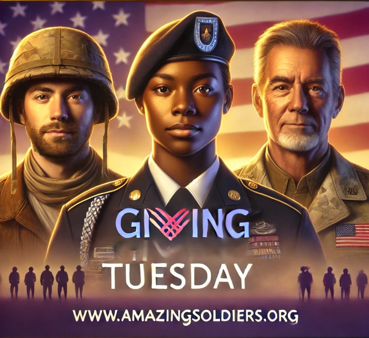AmazingSoldiers's tweet photo. This Giving Tuesday, let's honor and support the brave men and women who dedicate their lives to protecting our freedom. Your generosity can make a real difference in their lives. www.amazing https://t.co/k0ZuKdE2ts https://t.co/elfCYPvD0N