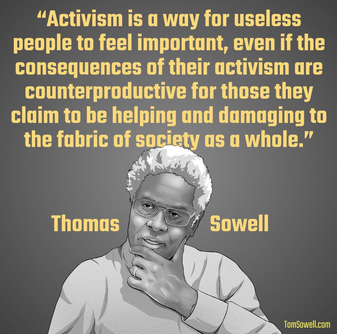 Thomas Sowell nails it. A lot of activism is performative, useless, and often counterproductive.