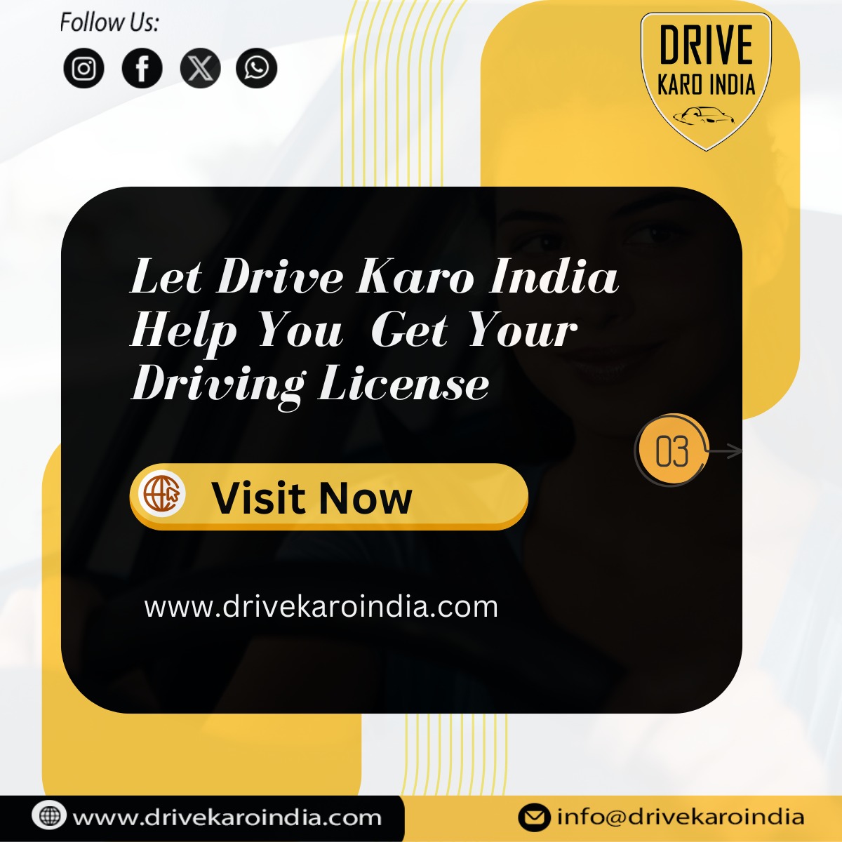 drive_karoindia's tweet photo. Ready to get your driving license?  

With expert instructors, flexible online classes, and real-time practice tips, we’re here to guide you every step of the way!

Embark on your path to driving excellence today! 

#DriveWithUs #ExpertGuidance #FlexibleLearning #OnRoadConfidence https://t.co/rfMD9sQIoY