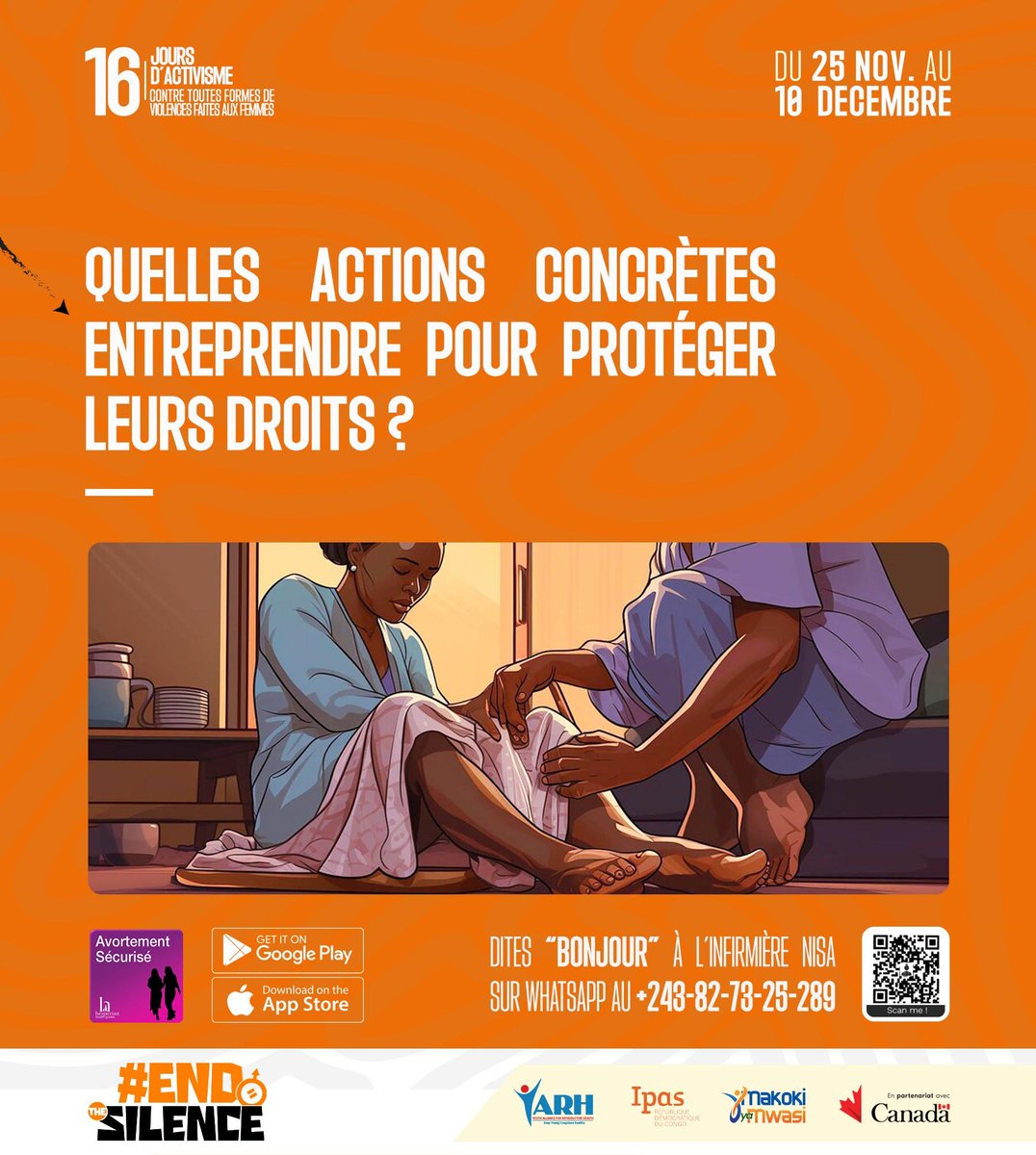 yarhdrc's tweet photo. #EndTheSilence4GBV: Les politiques facilitant l’accès à l’avortement sécurisé réduisent les risques pour la santé des femmes.
Alors que nous célébrons aujourd'hui la Journée Internationale des Droits Humains, quelles actions concrètes entreprendre pour protéger leurs droits ? 

#16JrsVBG
#YARHInAction
#MakokiYaMwasi