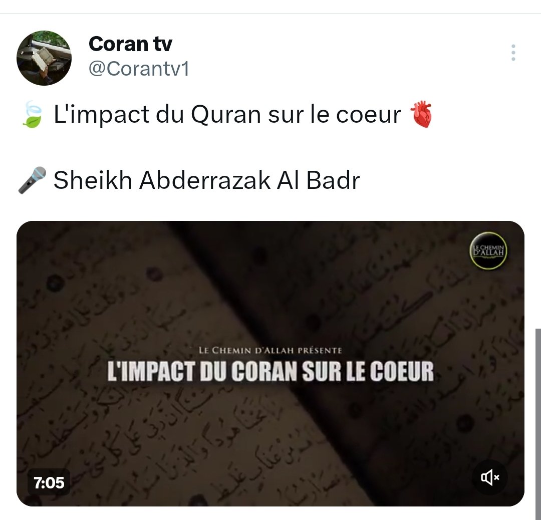 Corantv1's tweet photo. J'ai créé cette chaîne dans le seul but de faire une sadaqa Jariya alors n'hésitez surtout pas à partager.

Je rappelle que le  Messager d’Allah ﷺ a dit:

« Celui qui montre un bien a la même récompense que celui qui l'a fait » 

📚 [Rapporté par Mouslim dans son Sahih n°1893] 📚