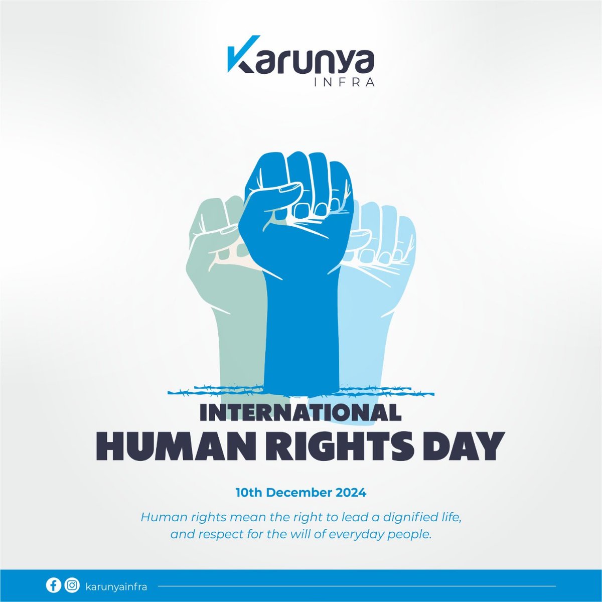 KarunyaIG's tweet photo. ✋💙 Together, we rise for dignity and equality! 🌟
Human rights are for every hand, every heart, and every voice. 🕊

🌍 International Human Rights Day 🌏
📅 10th December 2024

#HumanRights #DignityForAll #RightToFreedom #EqualityMatters #KarunyaInfra #BuildingLives https://t.co/iKJ8KfCxIn