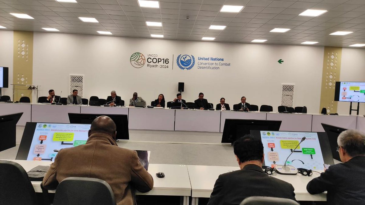 India in Saudi Arabia (@indianembriyadh) on Twitter photo The Indian delegation at <a href="/UNCCD/">UN Land and Drought</a> #COP16Riyadh organized a side event on ‘Achieving land degradation neutrality through sustainable land management practices involving local communities’ on 09 Dec. The event saw an engaging participation from foreign delegates and field experts. The Indian delegation at <a href="/UNCCD/">UN Land and Drought</a> #COP16Riyadh organized a side event on ‘Achieving land degradation neutrality through sustainable land management practices involving local communities’ on 09 Dec. The event saw an engaging participation from foreign delegates and field experts.
