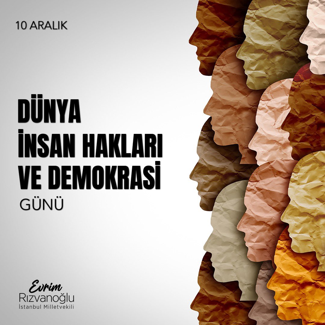 RizvanogluEvrim's tweet photo. İnsan hakları evrenseldir ve tüm insanlar içindir!  

Dünyada ve Türkiye’de ifade özgürlüğünden adil yargılanmaya, çalışma ve yaşam hakkından eşitliğe kadar birçok alanda ciddi sorunlar devam ediyor. 

İnsan haklarının korunduğu, hukukun üstünlüğünün herkes için geçerli olduğu bir dünya mümkün. 

Ayrımcılığın sona erdiği, özgürlük ve adaletin hakim olduğu bir gelecek için mücadeleye devam edeceğiz.  

#İnsanHaklarıGünü