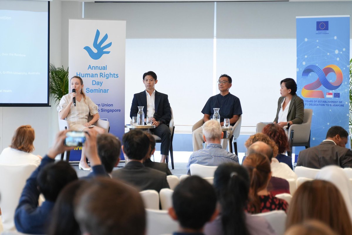 EU in Singapore (@euinsingapore) on Twitter photo The 2024 EU #HumanRightsDay Seminar in Singapore addressed 'Human Rights and Mental Health'.
Opened by Ambassador <a href="/IwonaPiorkoEU/">Iwona Piórko</a> and with a keynote by <a href="/OHCHRAsia/">UN Human Rights Asia</a>, the seminar covered impact of the digital age on #mentalhealth, and a rights-based approach to suicide prevention. The 2024 EU #HumanRightsDay Seminar in Singapore addressed 'Human Rights and Mental Health'.
Opened by Ambassador <a href="/IwonaPiorkoEU/">Iwona Piórko</a> and with a keynote by <a href="/OHCHRAsia/">UN Human Rights Asia</a>, the seminar covered impact of the digital age on #mentalhealth, and a rights-based approach to suicide prevention.