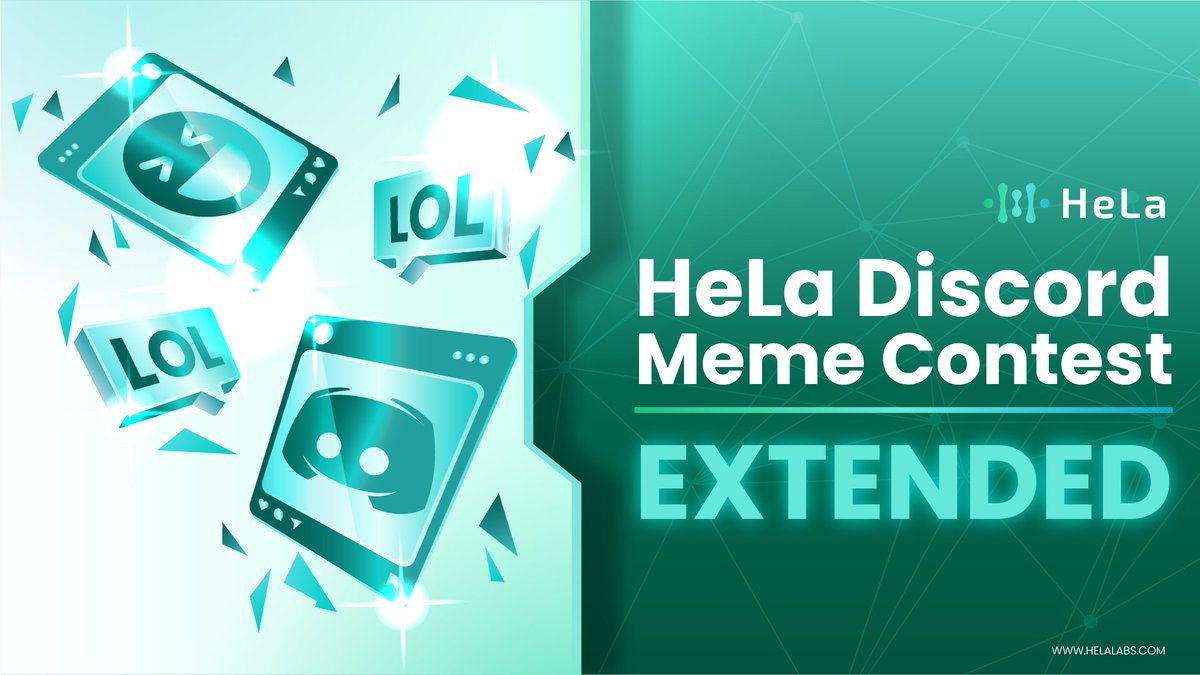 HeLa_Labs's tweet photo. 🚨 Big News! The HeLa Discord Meme Contest is EXTENDED! 🚨

Here's your second chance to unleash your creativity and share the laughs. Don't miss it this time—submit now and join the fun!

⏳ Don’t wait—this chance won’t last forever!

👉 Join the fun and submit your memes NOW: https://t.co/dLDAHyeDDY