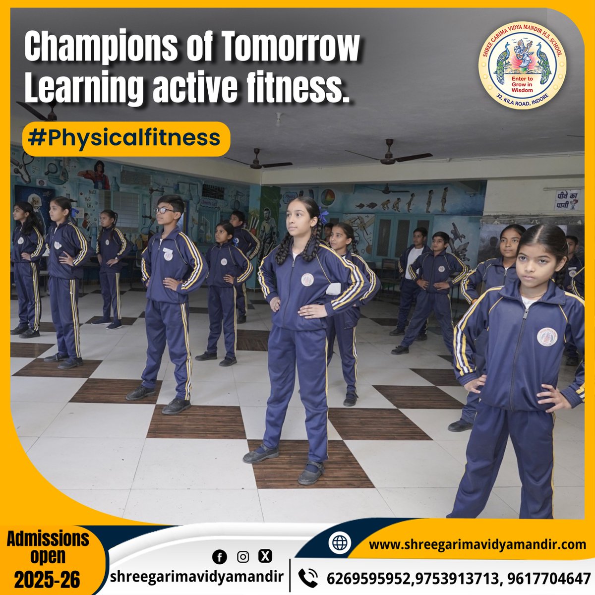 SGVMIndore's tweet image. Where fitness fuels dreams and learning builds leaders.
Champions of tomorrow start here!

#FitnessFirst #SGVM #HealthyLearning #ShapingMinds #ActiveEducation #FutureReady #MindAndBody #FitnessMatters #EducationExcellence #ChampionMindset #HolisticDevelopment #SmartAndStrong