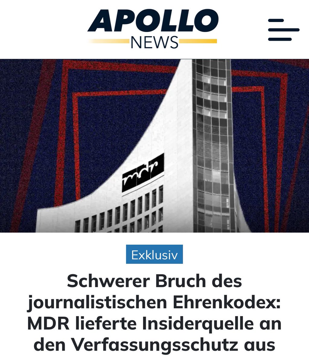 Es ist der unfassbare Bruch eines Ehrenkodex. Für mich persönlich fast das schockierendste an der Geschichte. 

Nach Apollo News-Informationen lieferten die MDR-Journalisten Axel Hemmerling und Ludwig Kendzia eine Insider-Quelle direkt an den Verfassungsschutz aus. 

Der