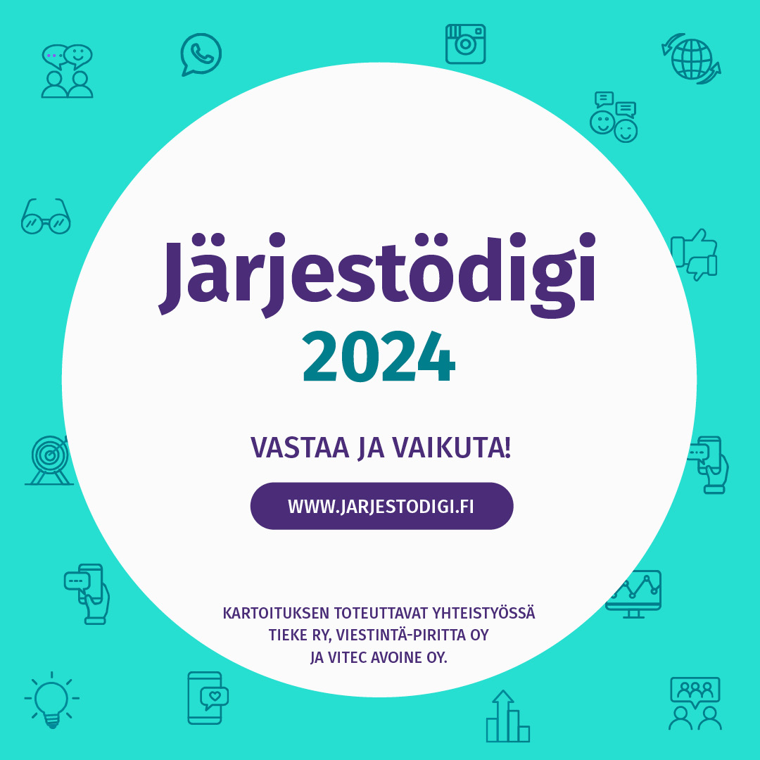 #Järjestödigi-kartoitus on avoinna vastattavaksi 15.12. saakka!

Yhdistystoimija - vastaa ja auta selvittämään, miten digitalisaatio, digiosaaminen, viestintä ja sosiaalinen media näkyvät järjestöjen arjessa:👇
link.webropol.com/s/jarjestodigi…

<a href="/tiekery/">TIEKE</a> <a href="/Piritta/">Piritta Seppälä</a> @vitecavoineoy