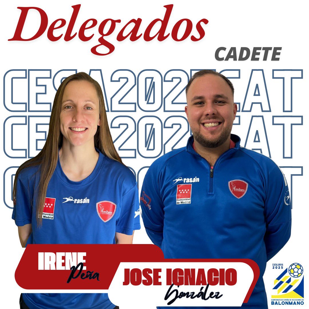 🟨Cadete Masculino: Juan Carlos Seco y <a href="/elenandrino/">Elena</a> junto a Jose Ignacio González como delegado

🟧Cadete Femenino: <a href="/Rocio17Bm/">Rocío</a> y <a href="/agucasthern8/">Agustín Castellano H</a> junto a Irene Peña como delegada.