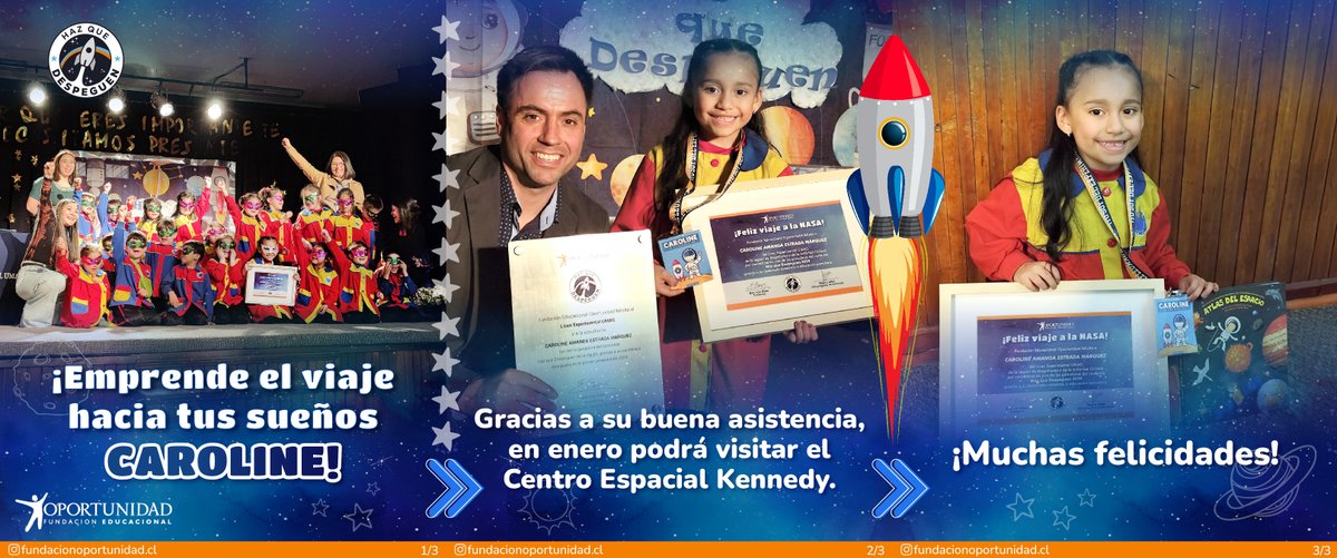 ¡Desde el extremo sur de Chile a la NASA! Hace algunas semanas viajamos a la región de Magallanes para visitar a Caroline Estrada Márquez (kínder) quien es una de las ganadoras de nuestro concurso Haz que Despeguen, gracias a su 91% de asistencia durante el primer semestre.