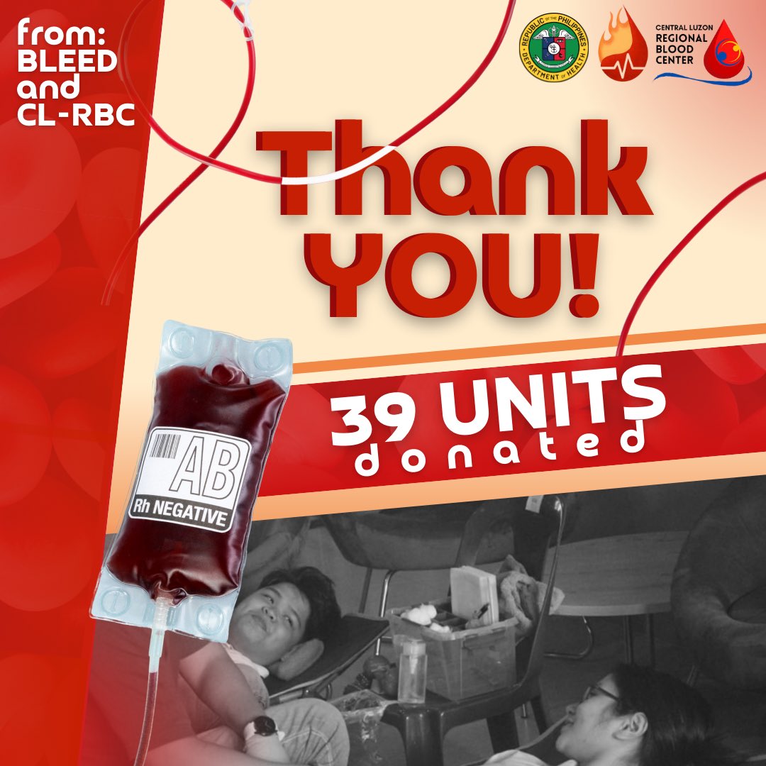 BleedLegacy's tweet image. 𝙏𝙝𝙖𝙣𝙠 𝙮𝙤𝙪, 𝙩𝙝𝙖𝙣𝙠 𝙮𝙤𝙪, 𝙖𝙣𝙜 𝙗𝙖𝙗𝙖𝙞𝙩 𝙣𝙞𝙣𝙮𝙤! 𝙏𝙝𝙖𝙣𝙠 𝙮𝙤𝙪! 🎶🎄

BLEED Legacy and the Central Luzon - Regional Blood Center expresses our heartfelt gratitude for all of the brave donors who bled for a change and our cause.