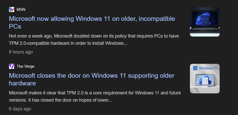 Incredible, 6 days ago, TPM 2.0 was a 'core requirement'. 

Today, it's just a recommendation.

Expect more Windows 11 requirements to drop, as October 2025 draws closer.