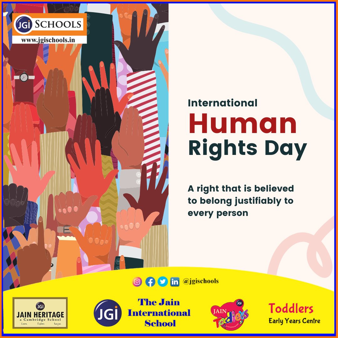 SchoolsJgi's tweet photo. Every voice matters, every right counts. 🌍 

This Human Rights Day, let's stand united for justice, equality, and dignity for all. Together, we can create a world where freedom and fairness prevail.

#HumanRightsDay #EqualityForAll #JusticeMatters #DignityAndRights #india https://t.co/PIUB9dCGHu