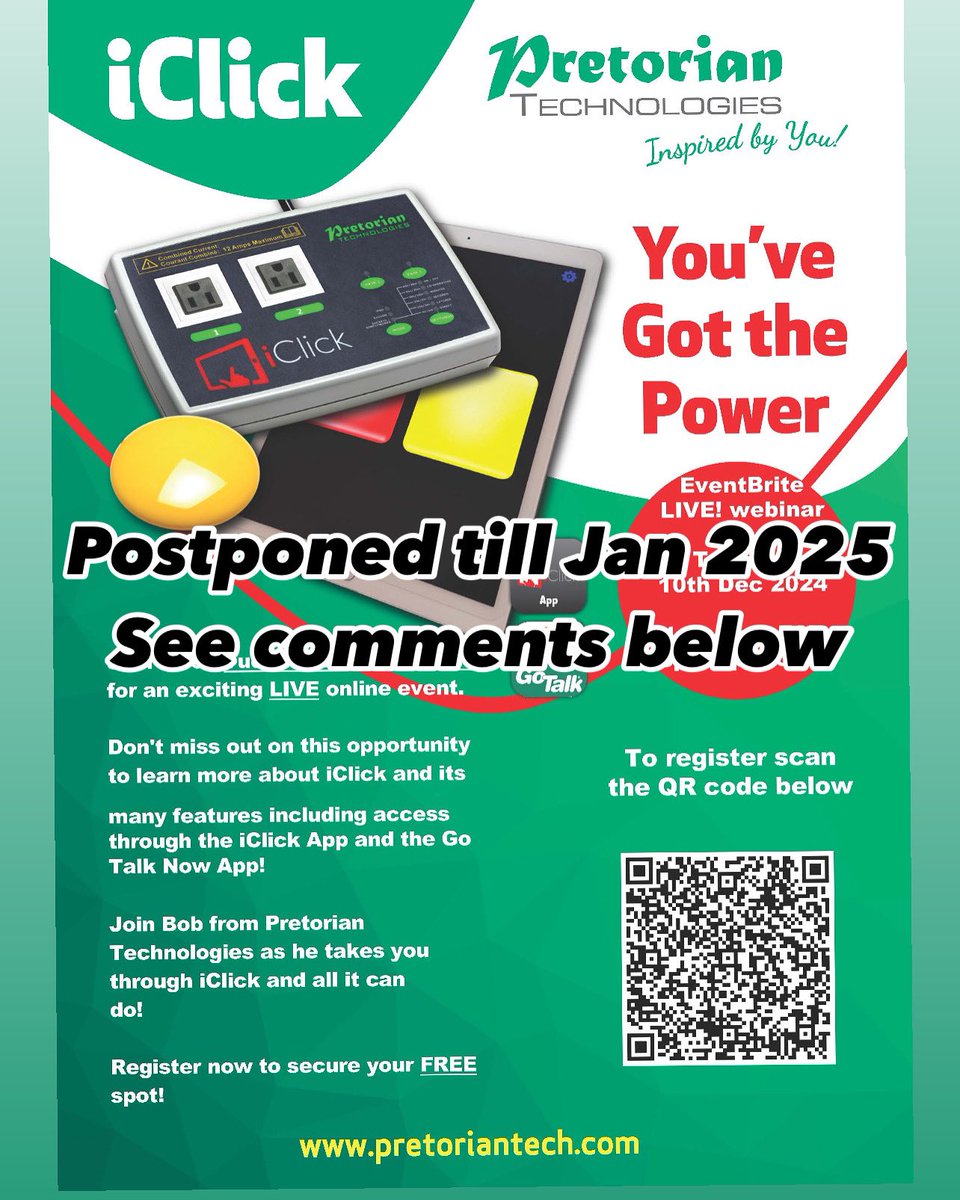 Apologies to attendees for the EventBrite LIVE! webinar “You’ve got the Power with IClick.  Due to a family medical emergency the event has been postponed today, new date in January 2025 to be announced.