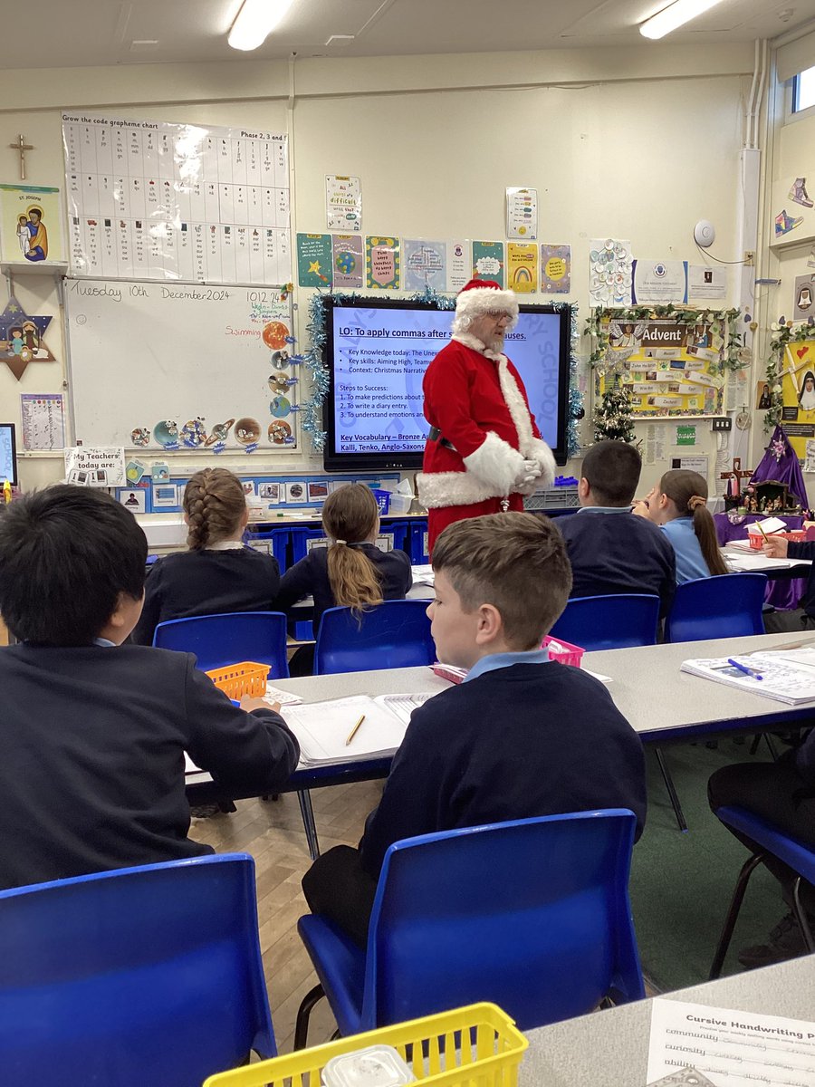 OurLadysCP's tweet photo. He’s been at Our Lady’s! Santa took some time out of his busy schedule to visit us and tell us, we are all on the good list ! 🎅 @OurLadyandAllS1 #schoolassociation #Catholiclife https://t.co/YK6nWJ6sHP