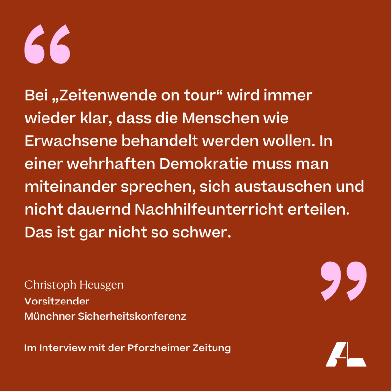 alfredlandecker's tweet photo. 💬 Heute Abend gastiert „Zeitenwende on tour“ der @MunSecConf in #Pforzheim. Bürgerinnen und Bürger diskutieren mit Gästen aus Politik und Wissenschaft über die Zukunft unserer #Demokratie. 

📰 Zum Interview mit @MSCheusgen (Paywall) 👉🏼 https://t.co/RAyIfjC3fd