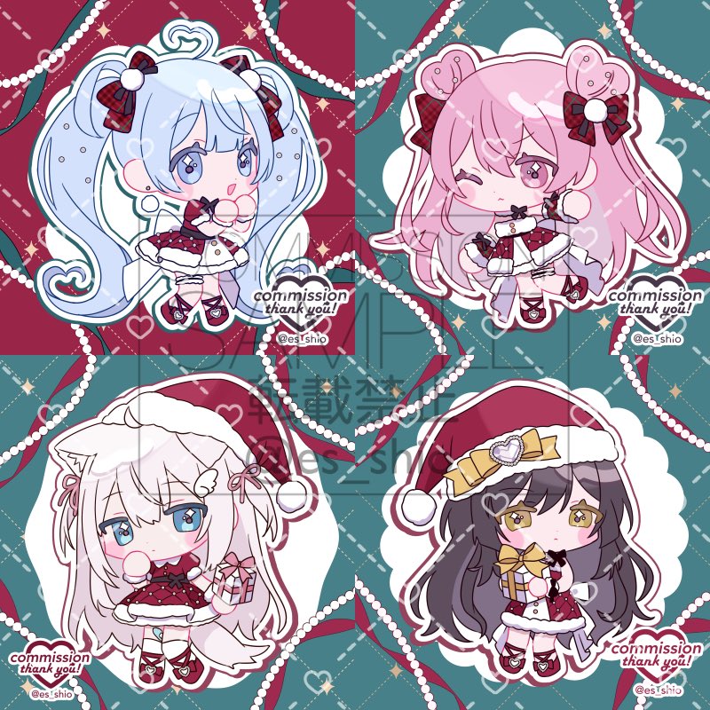 es_shio's tweet photo. 🎁クリスマスプレゼント🎁
デフォルメイラスト無償企画🌲

参加方法┊︎フォロー&amp;リポスト
当選人数┊︎1名
募集〆切┊︎12月17日

サンプル使用可能な方、リテイクなしの完全お任せでも大丈夫な方のみキャラクター1体をサンタ衣装でお描きします！
 #無償企画  #無償イラスト企画 
⬇️詳細ツリーに続く https://t.co/pKK9j0PRWe