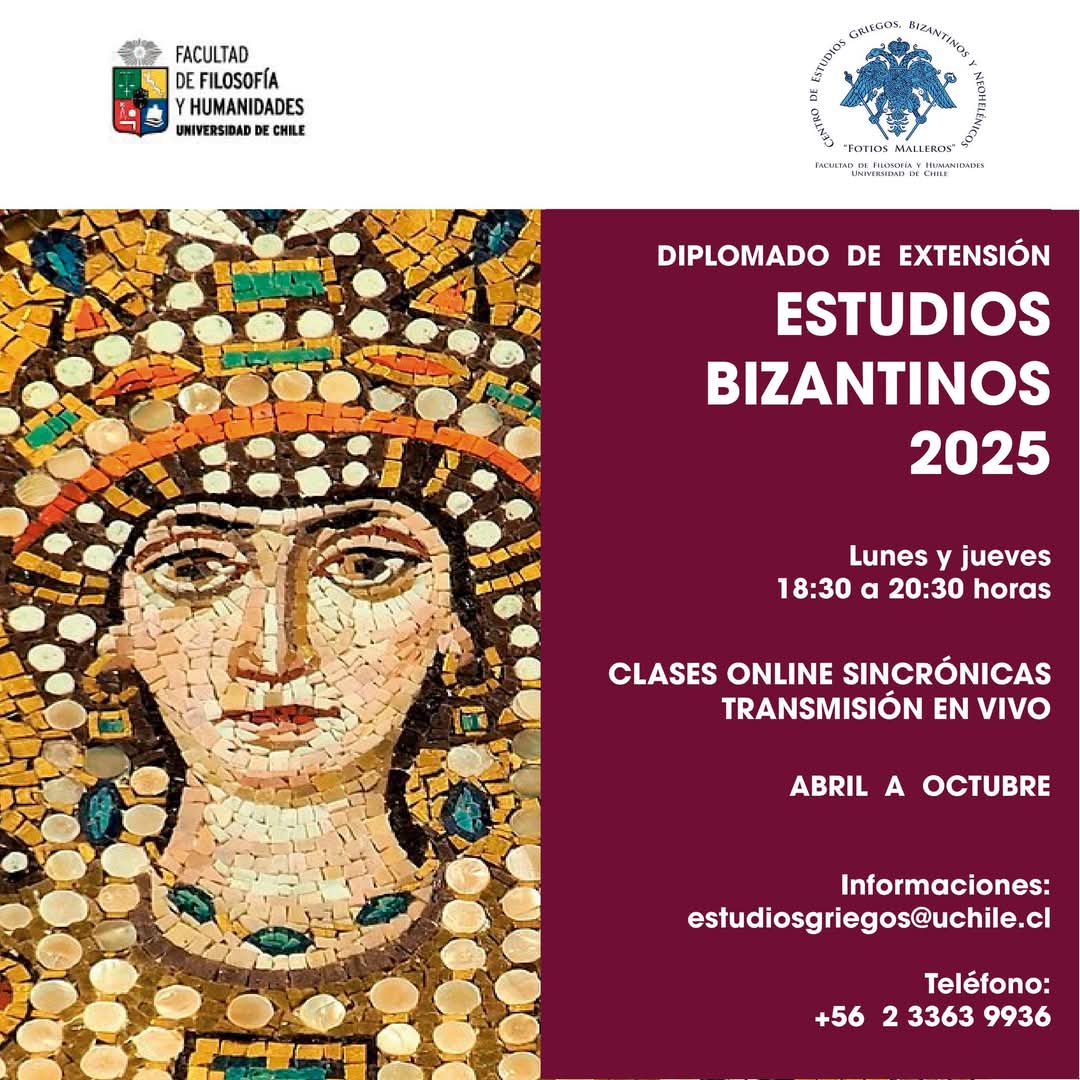 Ya están abiertas las postulaciones a nuestros diplomados de extensión 2025

En estos diplomados puede inscribirse cualquier persona que haya terminado el colegio, sin necesidad de conocimientos previos

Información e inscripciones al correo estudiosgriegos@uchile.cl