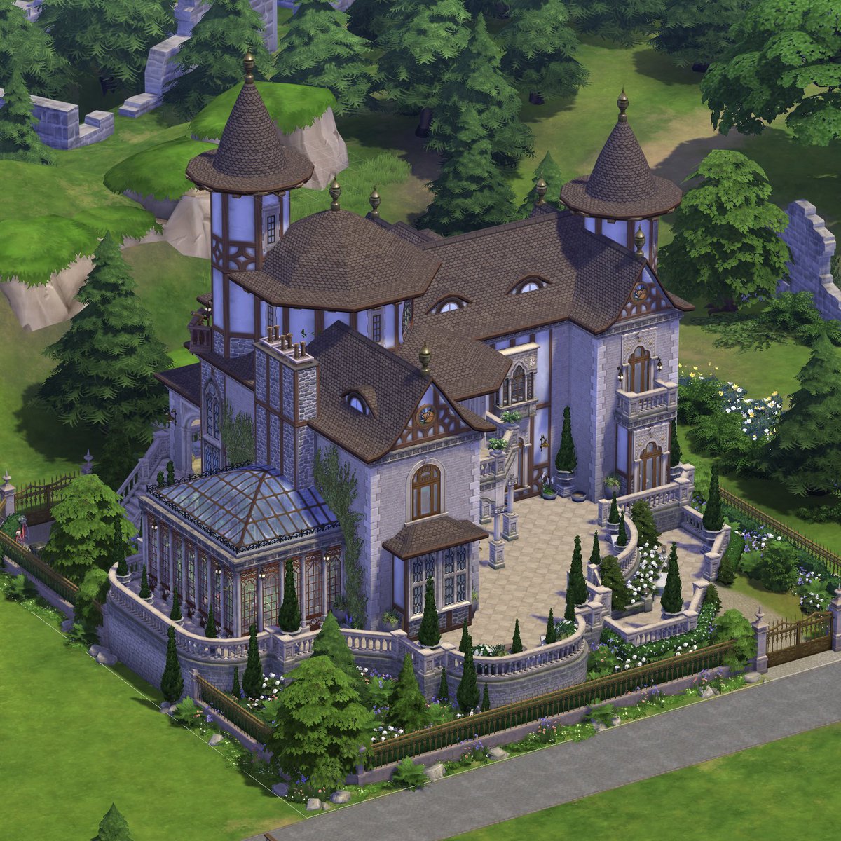 Simproved's tweet photo. New #sims4 build on my youtube channel called Ravenwood Manor. I made these lovely Sims 1 style pics. Gosh I miss that aesthetic  #sims4builds #EAPartner 

Video: https://t.co/IZCZo8T6xk https://t.co/B0DzdGq4U0