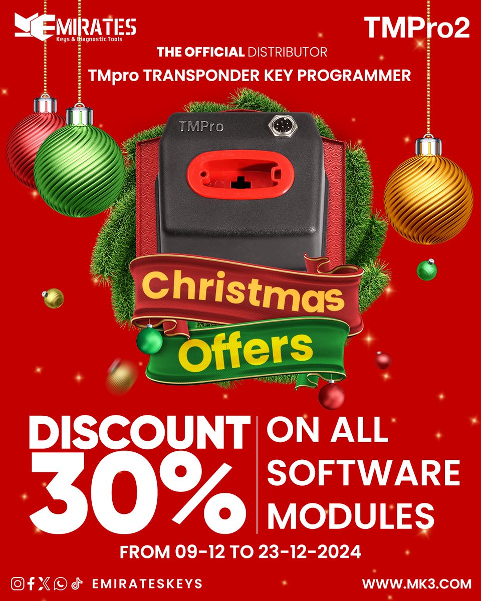 Christmas with TMPro Special Discounts!

Enjoy a 30% discount on all TMPro software from December 9 to 23. 

Don't miss this opportunity to get the best software at discounted prices!

Note: The offer includes software only, not hardware or TMPro chips.