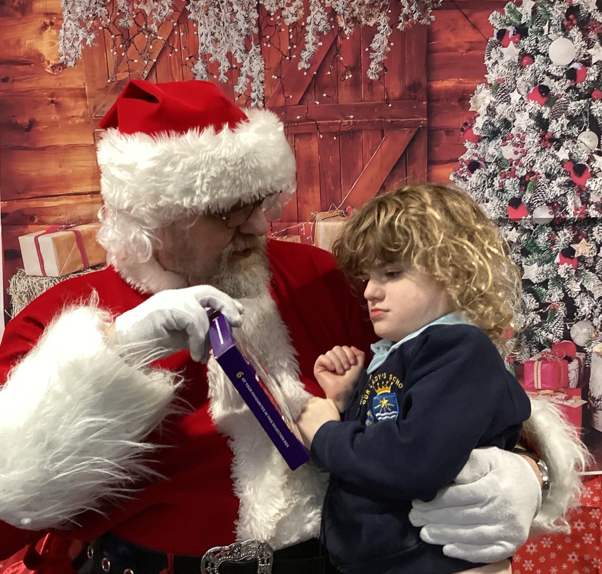 OurLadysCP's tweet photo. Thank you to our School Association for organising a special visitor today! And giving every child a selection box! 🎅@OurLadyandAllS1 #CST #CatholicLife #SchoolAssociation https://t.co/EQZ1pNB130