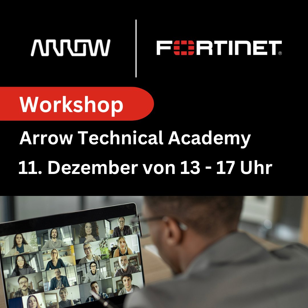 Noch einmal Schlafen dann geht die virtuelle #Arrow #Technical #Academy los.🚀 Melden Sie sich jetzt an und lernen Sie die <a href="/Fortinet/">Fortinet</a> #Security #Fabric kennen. 👉arw.li/6016sH25r👈 #Workshop
