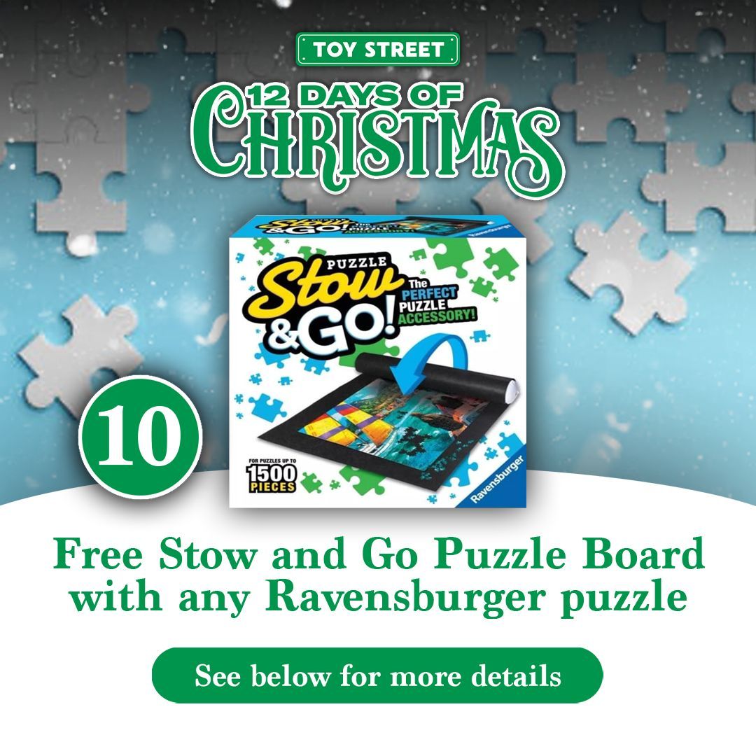 On the 10th Day of Christmas, Toy Street gave to me...

A free Stow and Go with any Ravensburger puzzle!

Perfect for those puzzles you just can't finish in one sitting.

Head over to the website to claim yours today!

#day10 #christmas #advent #deal #gifts #toys #games #puzzles