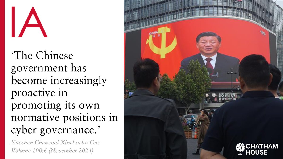 How are norms made? How do state and private actors collaborate to promote cyber sovereignty, multilateralism, security &amp; development in China? 

Read <a href="/XinchuchuGao/">Xinchuchu Gao</a> (<a href="/unilincoln/">University of Lincoln, UK</a> @UoLSPSS) &amp; <a href="/irischenxc1/">Xuechen Chen</a>’s (<a href="/NortheasternLDN/">Northeastern University London</a>) #openaccess article 📖 doi.org/10.1093/ia/iia…