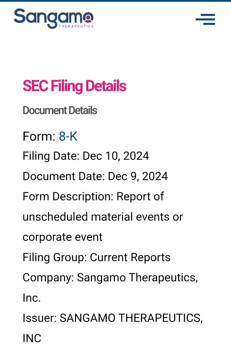 ZinselmeyerB's tweet photo. $SGMO 8-K notice this morgen not only showed that their &amp; $PFE #HemA #genetherapy is best in class.

Unnoticed by many it also stated that the pending legal proceedings seems obsolete.

#Cort #Case #Threats 
DiSAPPEARED !!!

https://t.co/IIqu4XNFt0 https://t.co/Cv3TV52ZE7