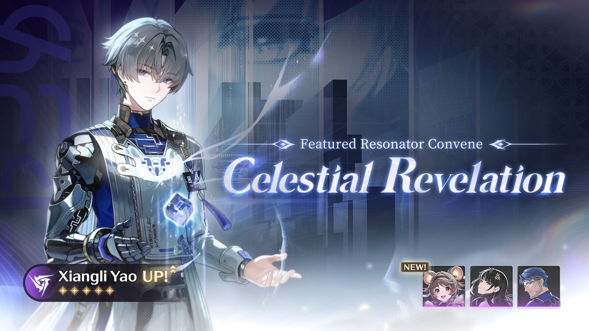 Wuthering_Waves's tweet photo. [Celestial Revelation] Featured Resonator Convene: Boosted Drop Rate for Xiangli Yao
During the event, 5-Star Resonator: Xiangli Yao, 4-Star Resonators: Lumi, Baizhi, and Yuanwu receive boosted drop rates!

✦Duration✦
2024-12-12 10:00 - 2025-01-01 11:59 (server time)

✦Eligibility✦
Reach Union Level 8 or complete the combat trial in "First Resonance" and activate Convene function.

✦Convene Rules✦
- [Celestial Revelation] is a Featured Resonator Convene event.
- Use Radiant Tide to convene. You are guaranteed at least one 4-Star or higher rarity Resonator or weapon every 10 attempts.
- The guarantee count is shared among all Featured Resonator Convene events and is carried over until a 5-Star Resonator is obtained.
- Featured Resonator Xiangli Yao is exclusive to the [Celestial Revelation] Featured Resonator Convene and will not be available by other means once the event ends.
- Featured Resonator Xiangli Yao's Waveband will be simultaneously made available in the Afterglow Coral Store with a limit of 2 purchases, and it will be removed once the Convene event ends.
- During the Convene, all Featured Resonators will be available in [Ascendant Aces] trial event. Complete the trial challenge with the Resonators to receive rewards.
- Starting from the next version, 4-Star Resonator Lumi will be permanently available in Featured Weapon & Resonator Convene and Standard Weapon & Resonator Convene.
- 4-Star Resonator Lumi will be simultaneously made available in the Afterglow Coral Store and will be removed at the end of the next version.
※ 4-Star Resonator Lumi costs 80 Afterglow Corals and can only be purchased once from the Afterglow Coral Store. If you already own the Resonator, you will get Lumi's Waveband instead.

※For more details, please refer to the Convene screen in-game.
#WutheringWaves